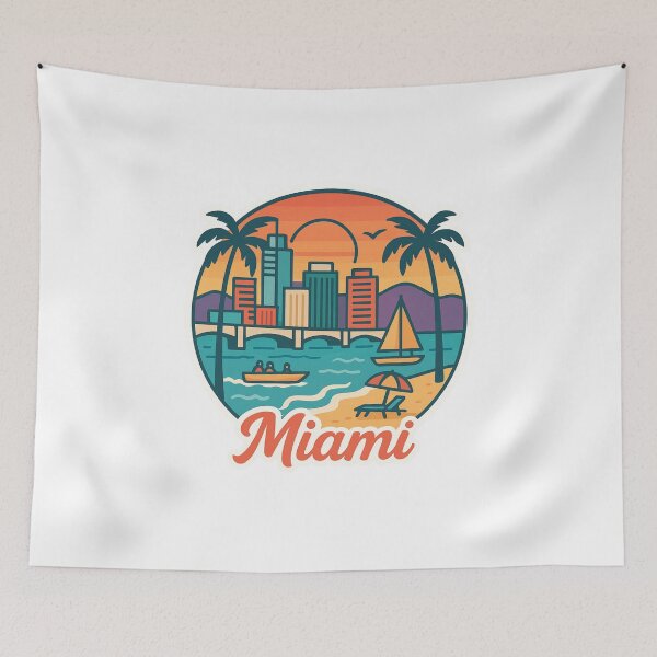 Item preview, Miami Florida Retro Sunset – Colorful Beach City Design designed and sold by CircinusStore.