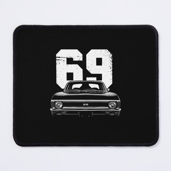 Item preview, 1969 Chevy Nova SS Front View – Bold Black and White Muscle Car  designed and sold by TheArtOfCar.