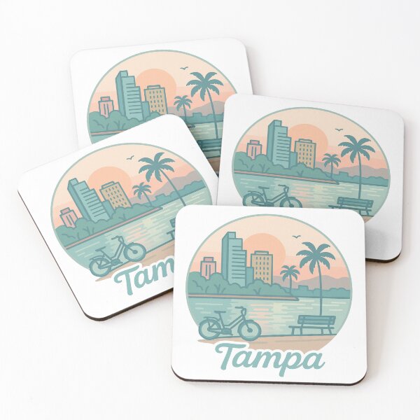 Item preview, Tampa Florida Waterfront – Minimal Sunset Cityscape with Bike designed and sold by CircinusStore.