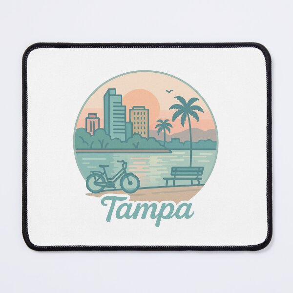 Item preview, Tampa Florida Waterfront – Minimal Sunset Cityscape with Bike designed and sold by CircinusStore.