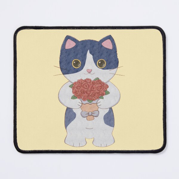 Item preview, Tuxedo Cow Cat Holding Roses – Cute Floral Art designed and sold by Petrikovvy.