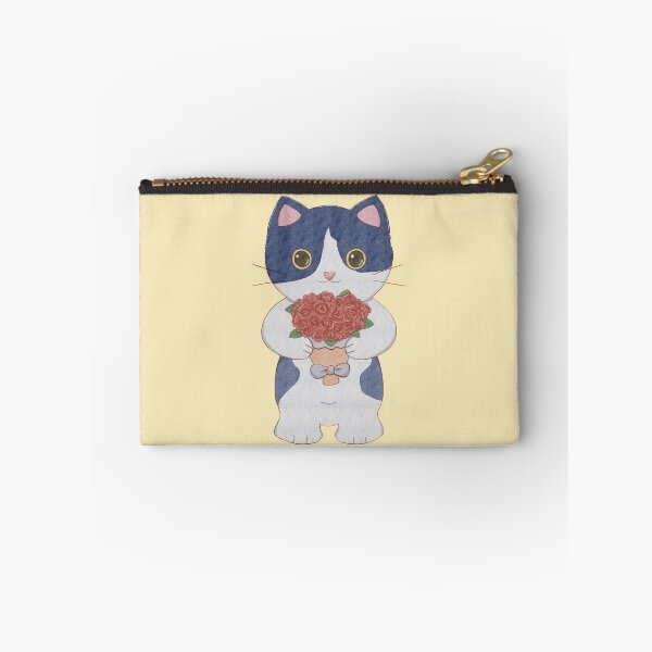 Item preview, Tuxedo Cow Cat Holding Roses – Cute Floral Art designed and sold by Petrikovvy.