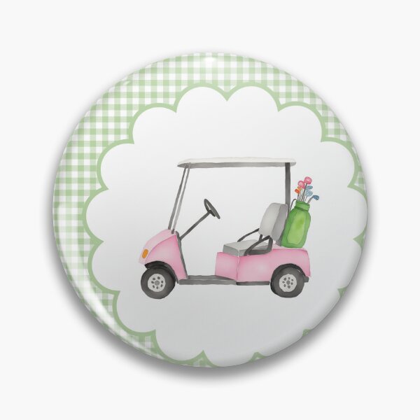 Item preview, Pink and Green Plaid Golf Cart Watercolor designed and sold by Magnolia Valley Art.