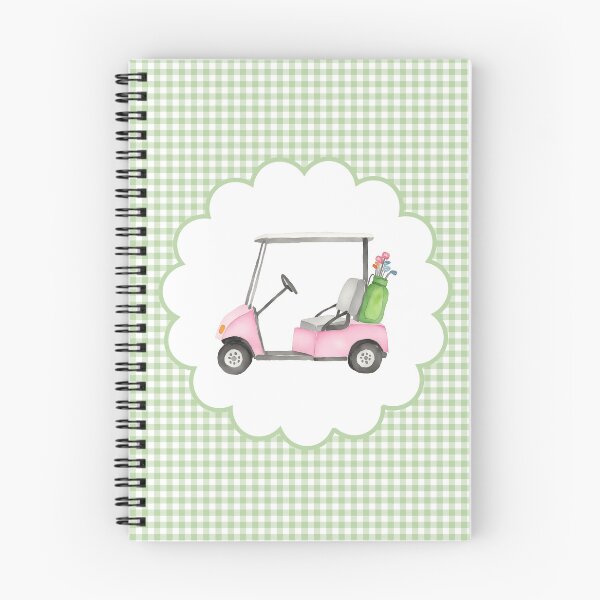 Item preview, Pink and Green Plaid Golf Cart Watercolor designed and sold by Magnolia Valley Art.