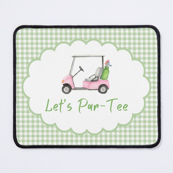 Item preview, Pink and Green Plaid Golf Cart Watercolor designed and sold by Magnolia Valley Art.