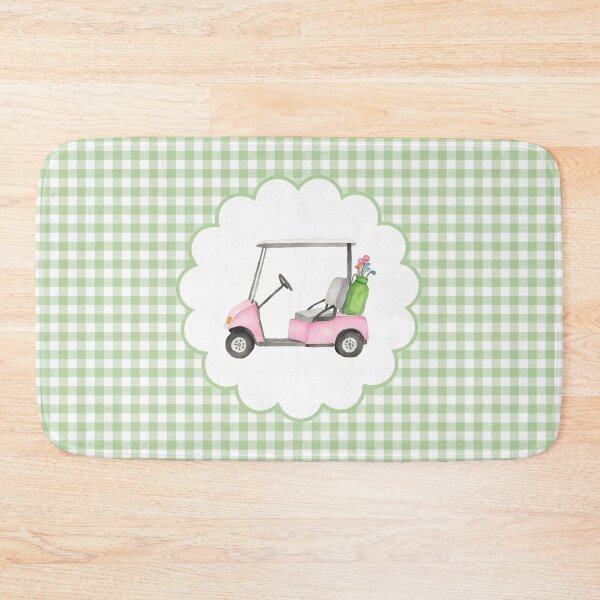 Item preview, Pink and Green Plaid Golf Cart Watercolor designed and sold by Magnolia Valley Art.