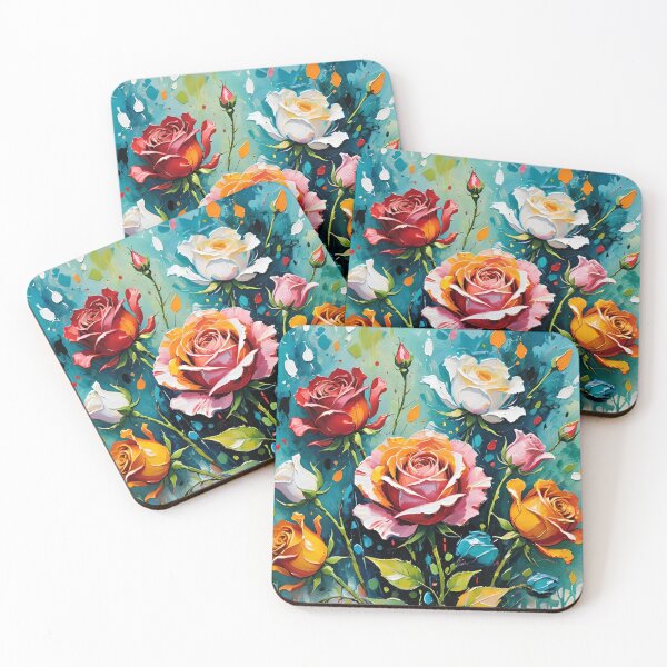 Item preview, Colourful Roses Abstract Painting designed and sold by KiwiArtistDK.