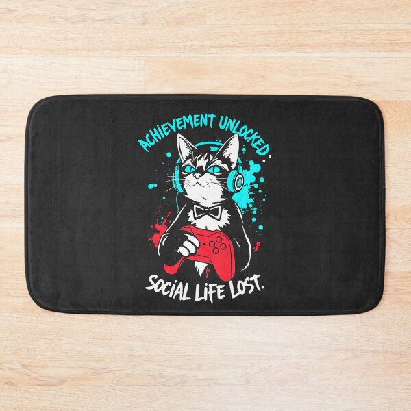 Item preview, Achievement Unlocked Social Life Lost Cat Design designed and sold by FoxyJags.