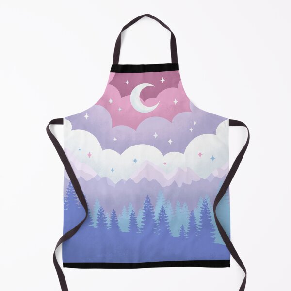 Item preview, Purple and Blue Pastel Landscape Mountains Clouds Forest Moon designed and sold by kaleidoink designs.