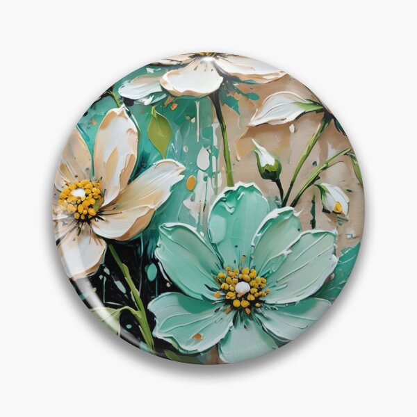 Item preview, Abstract Green Flowers Painting designed and sold by KiwiArtistDK.
