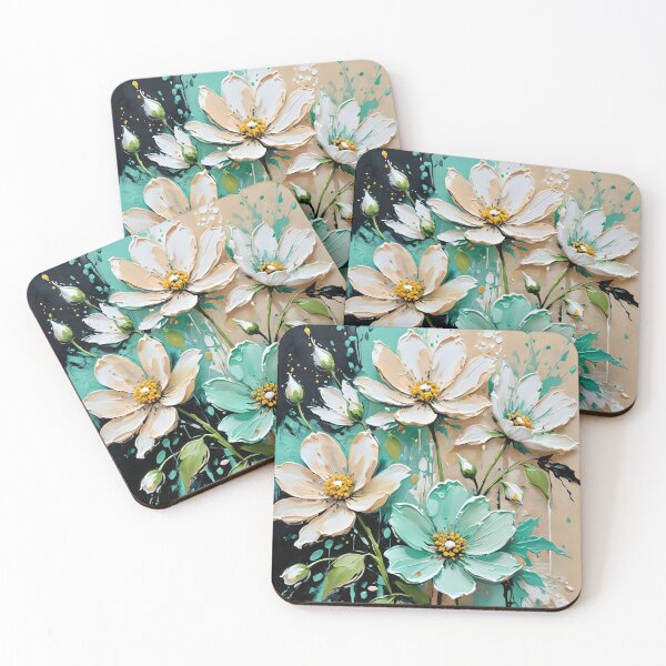 Item preview, Abstract Green Flowers Painting designed and sold by KiwiArtistDK.