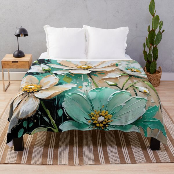 Item preview, Abstract Green Flowers Painting designed and sold by KiwiArtistDK.