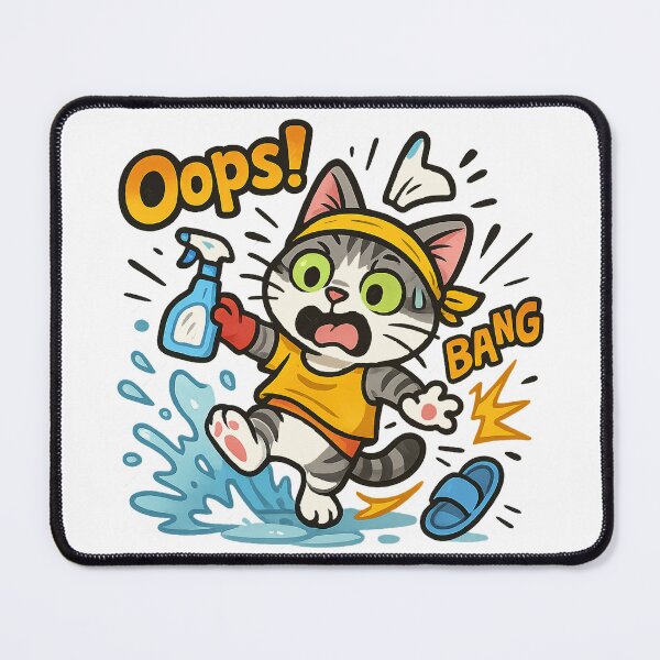 Item preview, Oops! Funny Cartoon Cat Slipping in Water designed and sold by 奇0904.