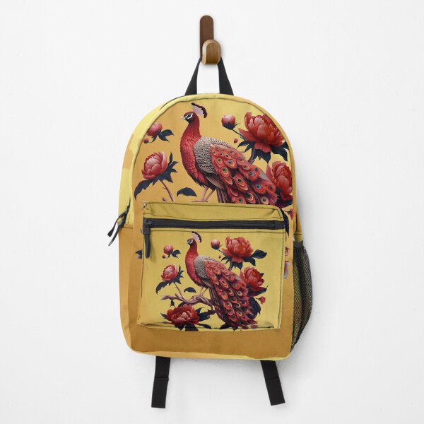 Item preview, Majestic peacock against a floral backdrop. designed and sold by nicky2342.
