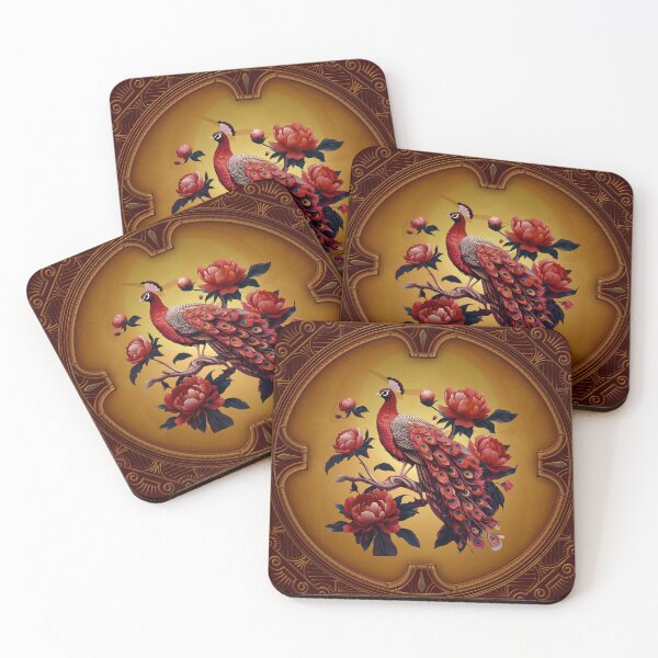 Item preview, Majestic peacock against a floral backdrop. designed and sold by nicky2342.