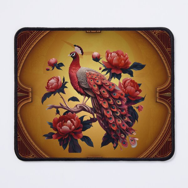 Item preview, Majestic peacock against a floral backdrop. designed and sold by nicky2342.