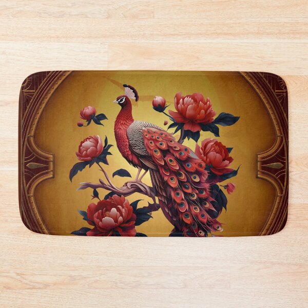 Item preview, Majestic peacock against a floral backdrop. designed and sold by nicky2342.
