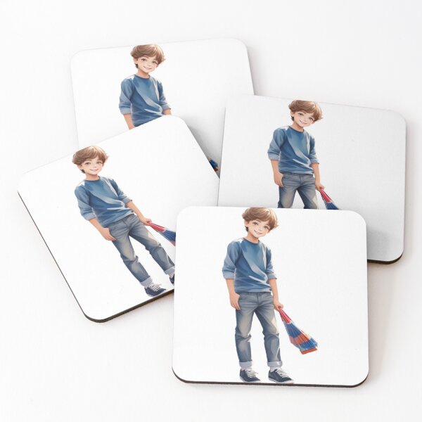 Item preview, Watercolor Clipart of a Smiling Cute Boy with Toy – Pastel Illustration designed and sold by CharmingGarden.