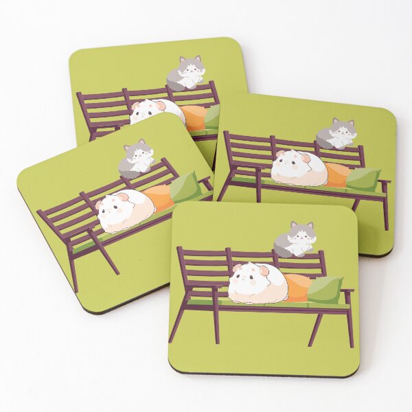 Item preview, Cute Guinea Pig and Cat on a Park Bench – Cozy Animal Illustration designed and sold by Nadia-joy.