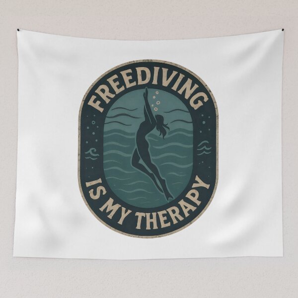 Item preview, Freediving Is My Therapy Vintage Badge designed and sold by cotros.