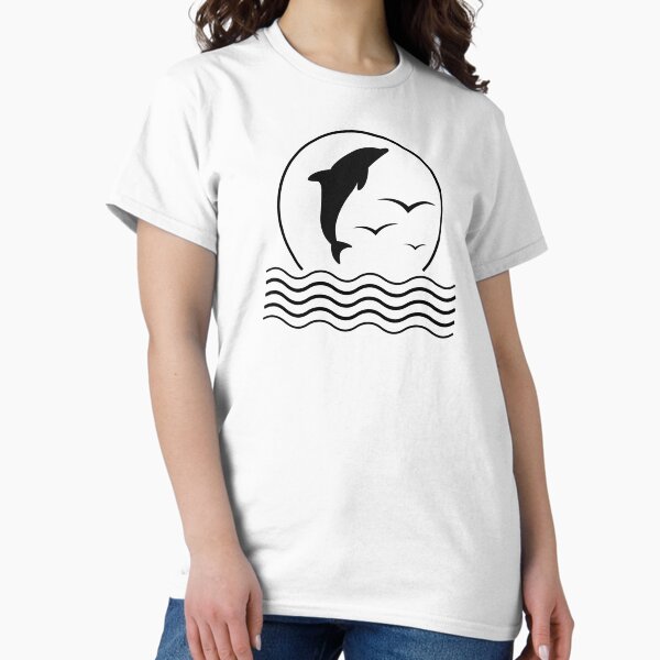 Item preview, Black and white dolphin jumping out of the water designed and sold by Nano4us.