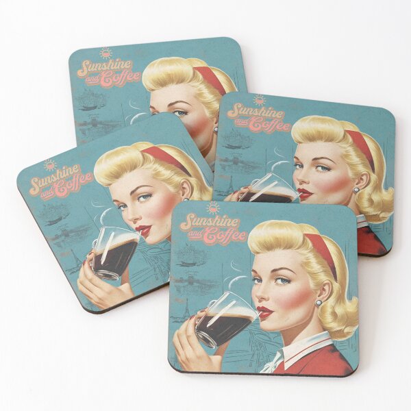 Item preview, Retro Travel Coffee Girl – Sunshine and Coffee Aesthetic Art designed and sold by All-About-Life.