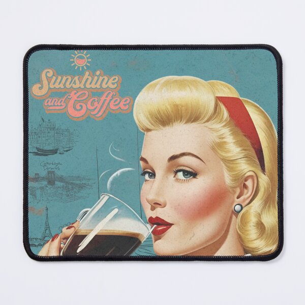 Item preview, Retro Travel Coffee Girl – Sunshine and Coffee Aesthetic Art designed and sold by All-About-Life.