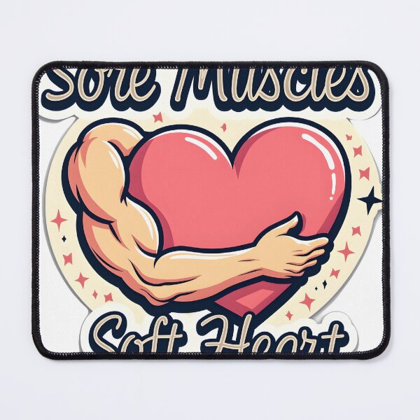 Item preview, Sore Muscles, Soft Heart –Retro Gym & Self-Care Sticker designed and sold by Power Within Prints.