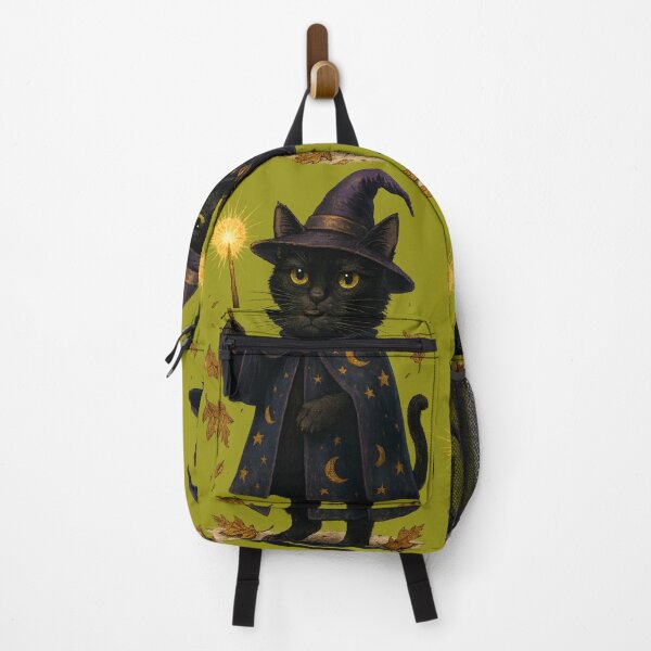 Item preview, Witchy Black Cat with Magic Wand – Mystical Autumn Familiar designed and sold by Sepinik.
