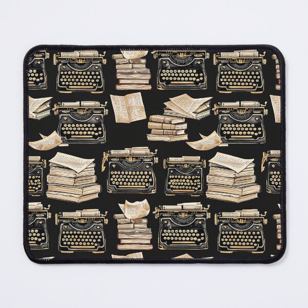 Item preview, Vintage Typewriters & Stacked Books on Black designed and sold by FolkloreShoppe.
