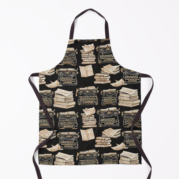 Item preview, Vintage Typewriters & Stacked Books on Black designed and sold by FolkloreShoppe.
