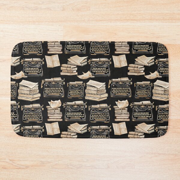 Item preview, Vintage Typewriters & Stacked Books on Black designed and sold by FolkloreShoppe.