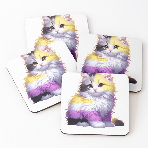 Item preview, Non Binary Pride Nonbinary Flag Cat LGBTQ Pride Month Discreet designed and sold by Kimberley King Art  King Art.