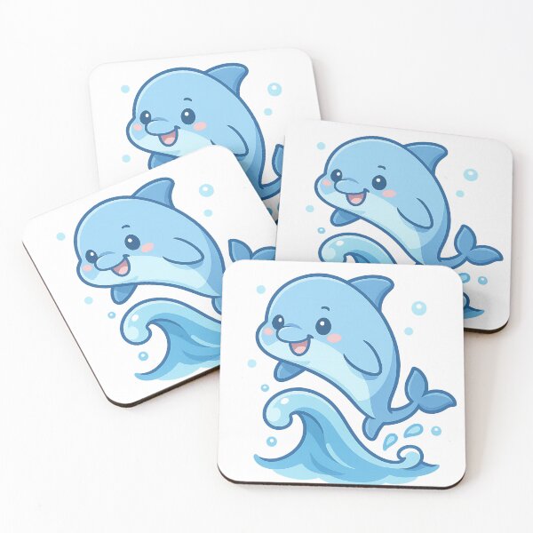 Item preview, Cute Dolphin and Wave – Kawaii Marine Jump designed and sold by neopeIina.