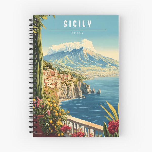Item preview,  Sicily Italy Travel Poster - Vintage Coastal & Cultural Art Print designed and sold by StrasserArt.