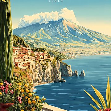 Artwork thumbnail, Sicily Italy Travel Poster - Vintage Coastal & Cultural Art Print by StrasserArt