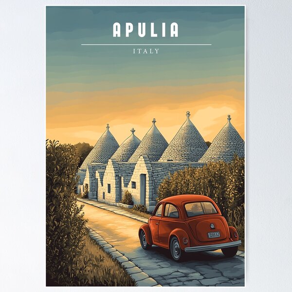 Item preview, Apulia Italy Travel Poster - Vintage Coastal & Countryside Art Print designed and sold by StrasserArt.