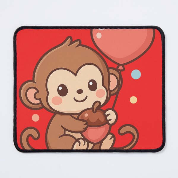 Item preview, Cute Monkey with Balloon – Kawaii Jungle Aerial designed and sold by neopeIina.