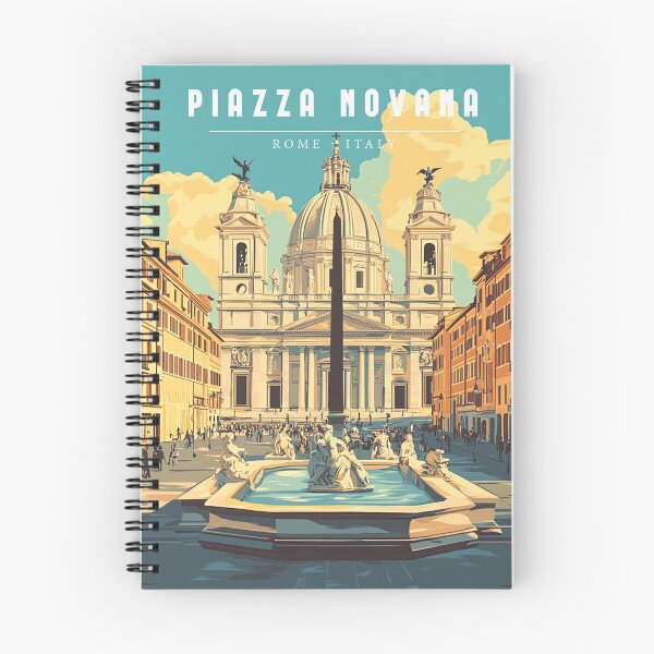 Item preview, Póster de viaje retro de Piazza Navona Roma | Arte mural vintage de paisaje urbano italiano designed and sold by StrasserArt.