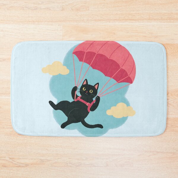 Item preview, Parachuting Black Cat – Whiskers in the Wind designed and sold by Sepinik.