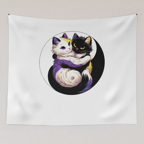 Item preview, Nonbinary Pride LGBT Flag LGBTQ Transgender Yin Yang Kawaii Cat Subtle designed and sold by Kimberley King Art  King Art.