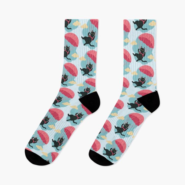 Item preview, Parachuting Black Cat – Whiskers in the Wind designed and sold by Sepinik.