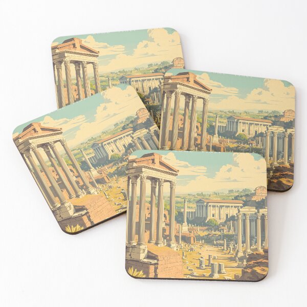 Item preview, Roman Forum Retro Travel Poster – Vintage Rome Ruins Ancient History Art Print designed and sold by StrasserArt.