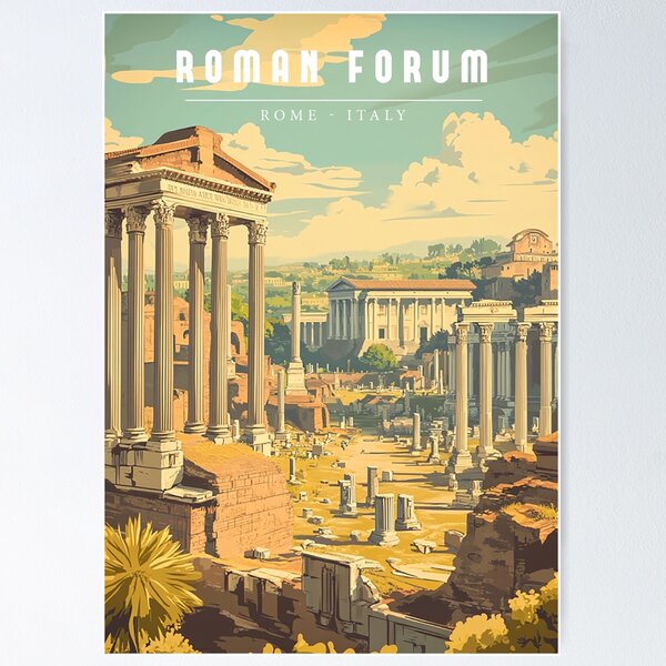 Item preview, Roman Forum Retro Travel Poster – Vintage Rome Ruins Ancient History Art Print designed and sold by StrasserArt.