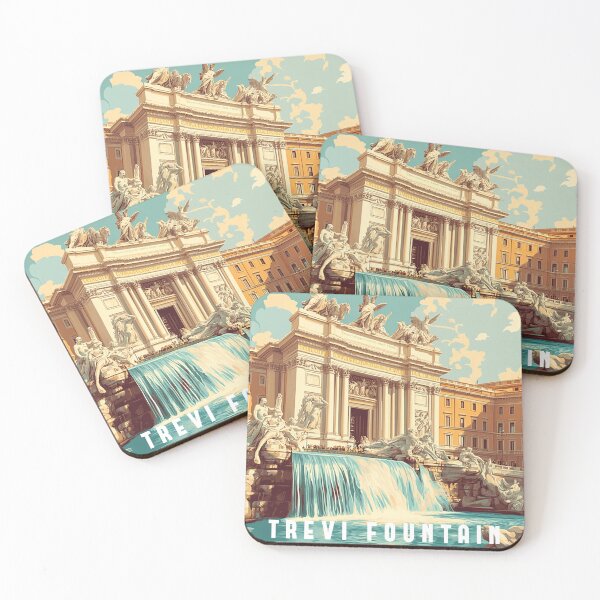 Item preview, Trevi Fountain Retro Travel Poster – Vintage Rome Landmark Waterfall Art Print designed and sold by StrasserArt.