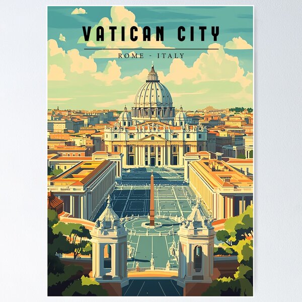 Item preview,  Vatican City Retro Travel Poster – Vintage Rome Landmark Art Print SEO Tags: designed and sold by StrasserArt.