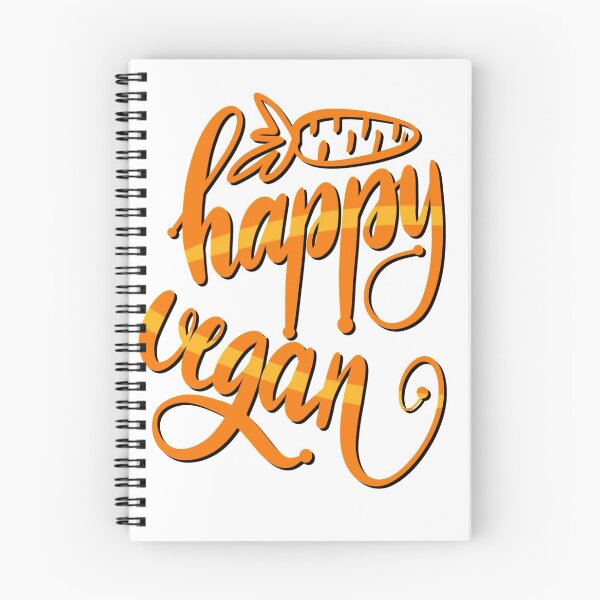 Item preview, lettering happy vegan in orange color with carrot designed and sold by alexvioletart.