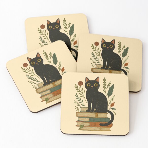 Item preview, Vintage Black Cat on Books – A Quiet Guardian of Stories designed and sold by Sepinik.