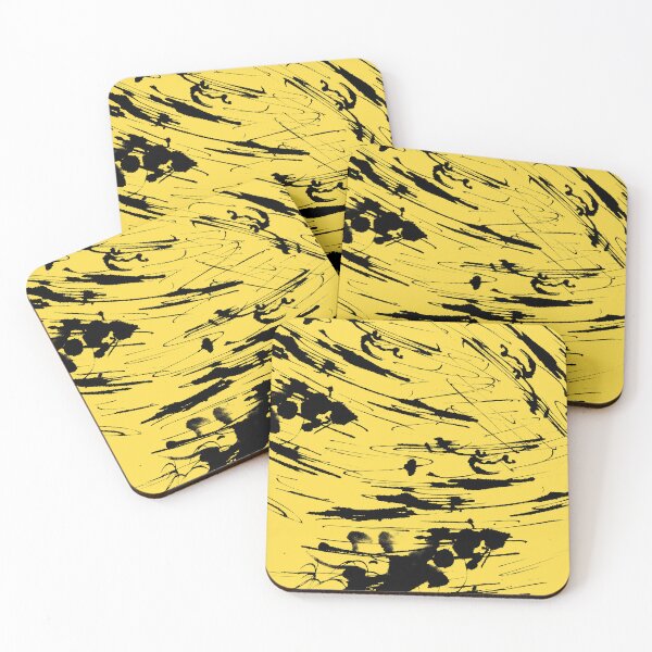 Item preview, Black paint splatter on yellow designed and sold by AnnArtshock.