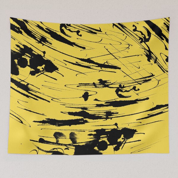 Item preview, Black paint splatter on yellow designed and sold by AnnArtshock.